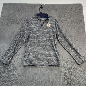 Houston Astros Sweatshirt Mens Small Gray MLB Baseball Majestic Quarter Zip